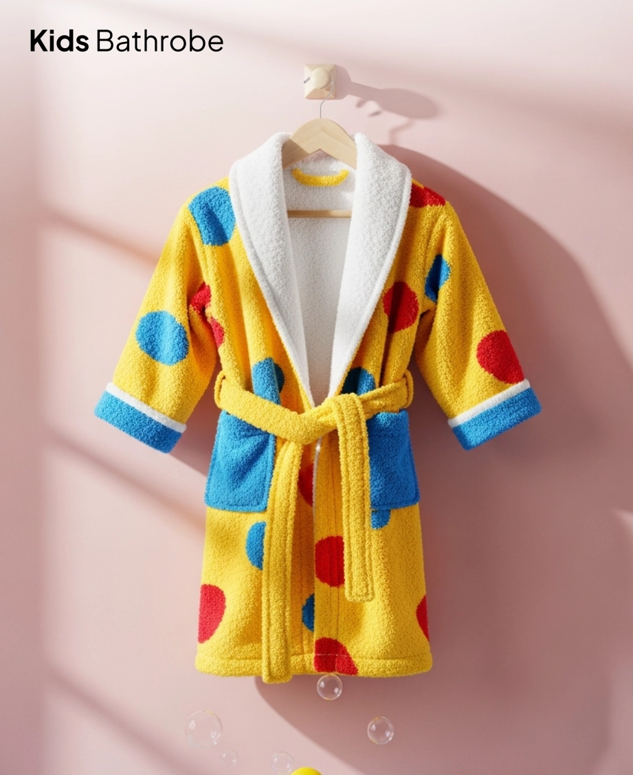 Person in bathrobe by doorway